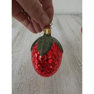 Vintage inge glas strawberry fruit glass ornament Germany food kitchen Xmas tree
